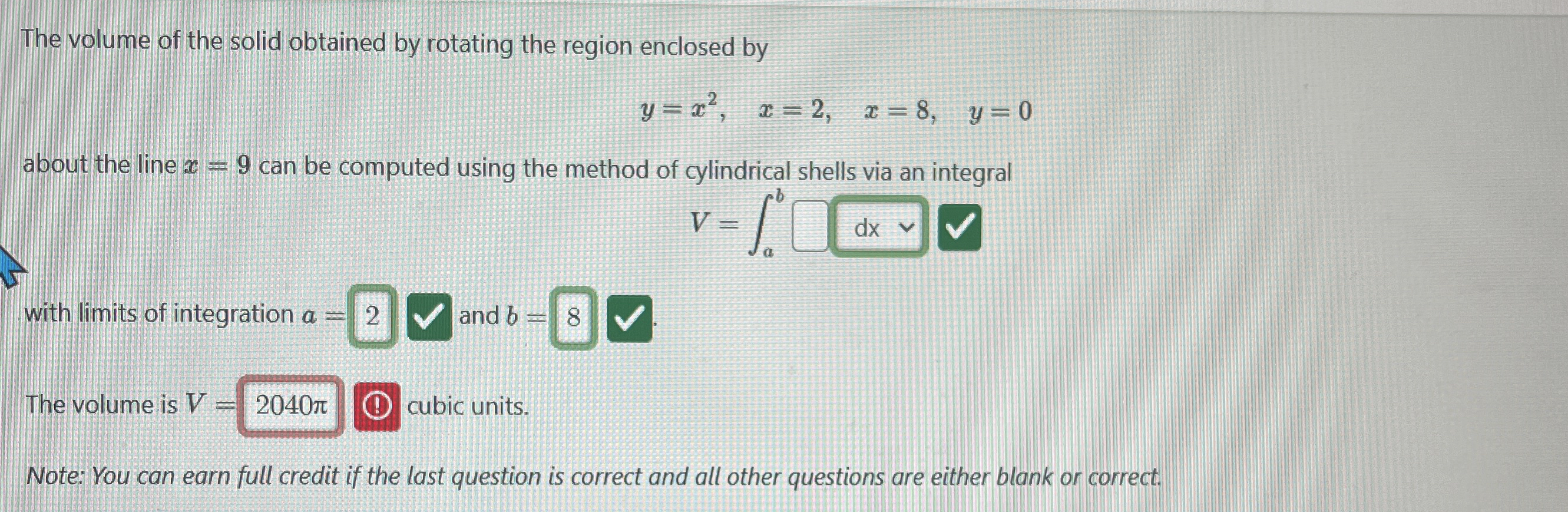 The volume of the solid obtained by rotating the