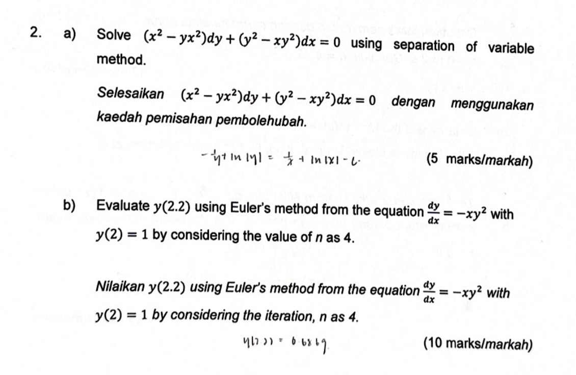 a ) Solve ( x 2 - y x 2 ) d y + ( y 2 - x y 2 ) d