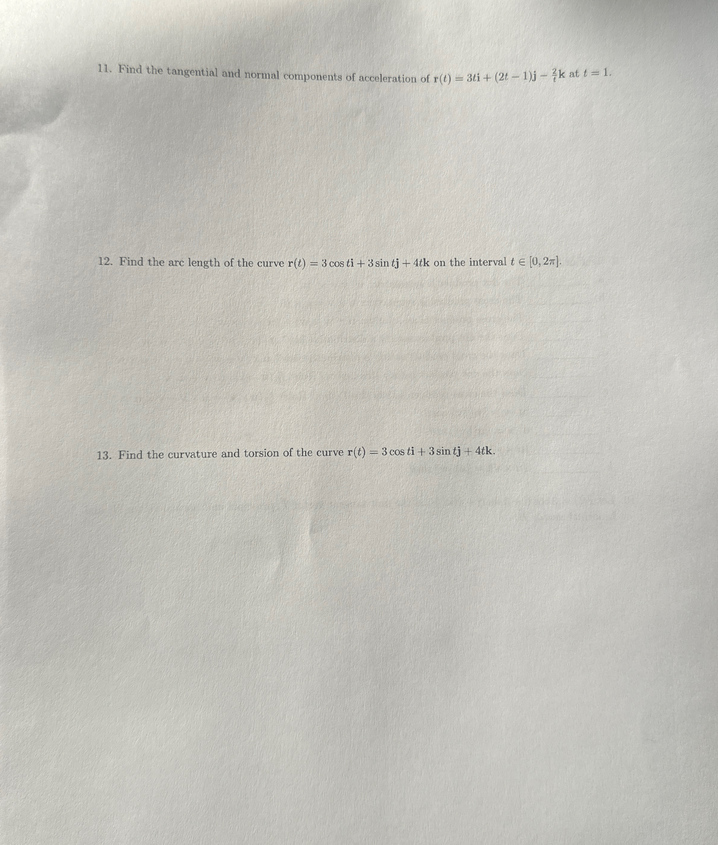 Find the tangential and normal components of