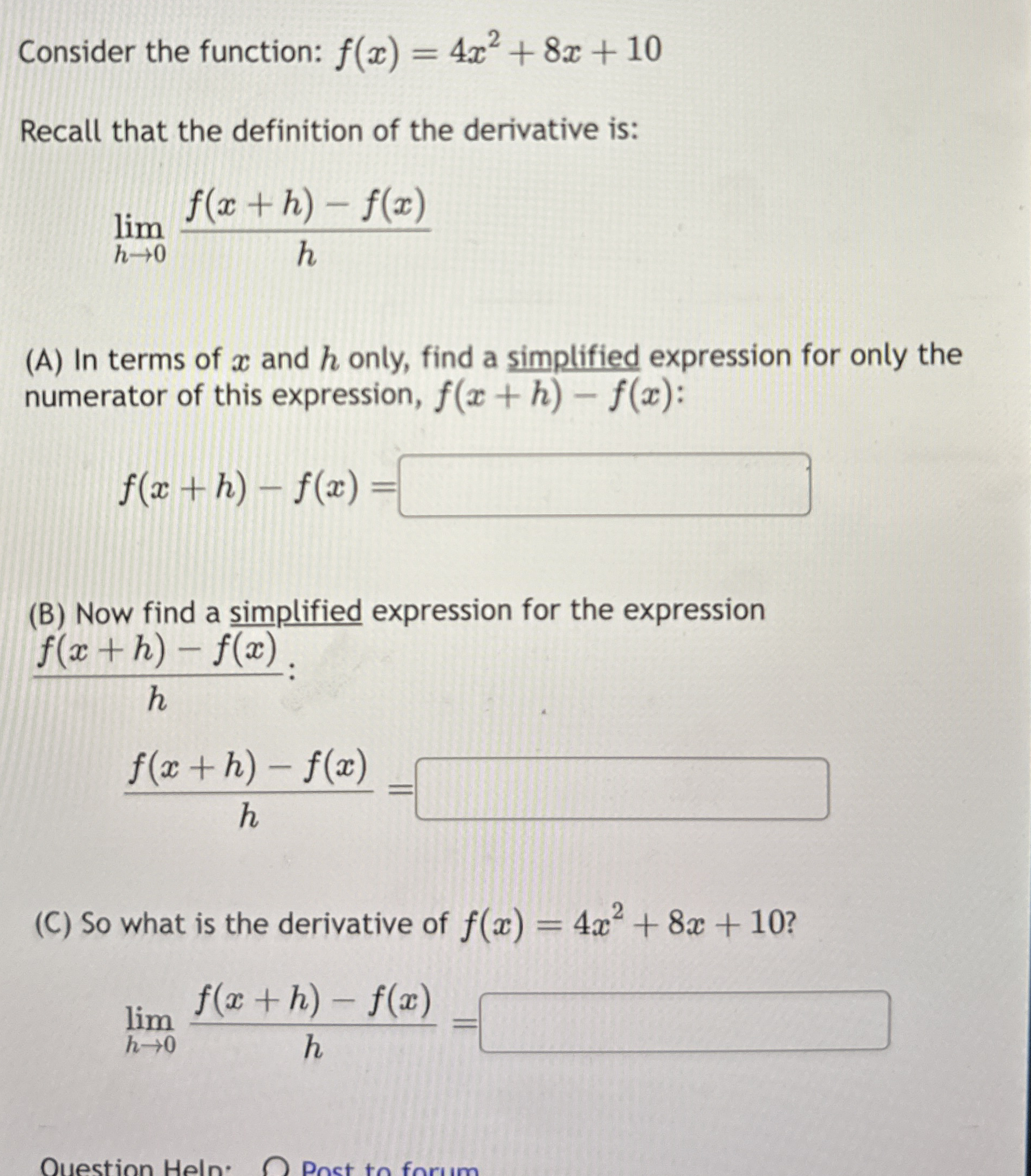 Consider the function: f ( x ) = 4 x 2 + 8 x + 1