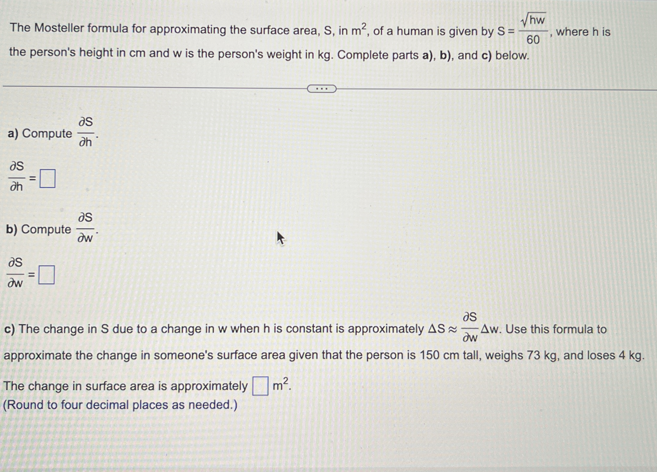 solve for w , r , s , t The Mosteller formula for