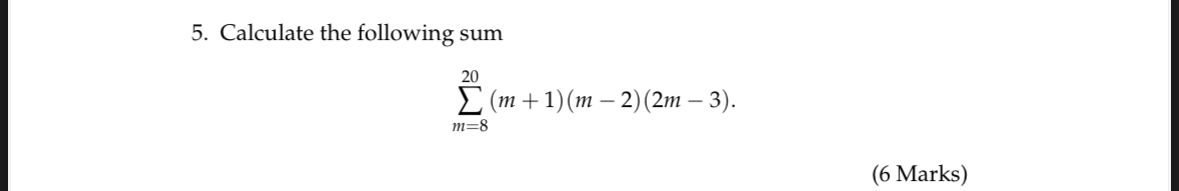 Calculate the following sum m = 8 2 0 ( m + 1 ) (