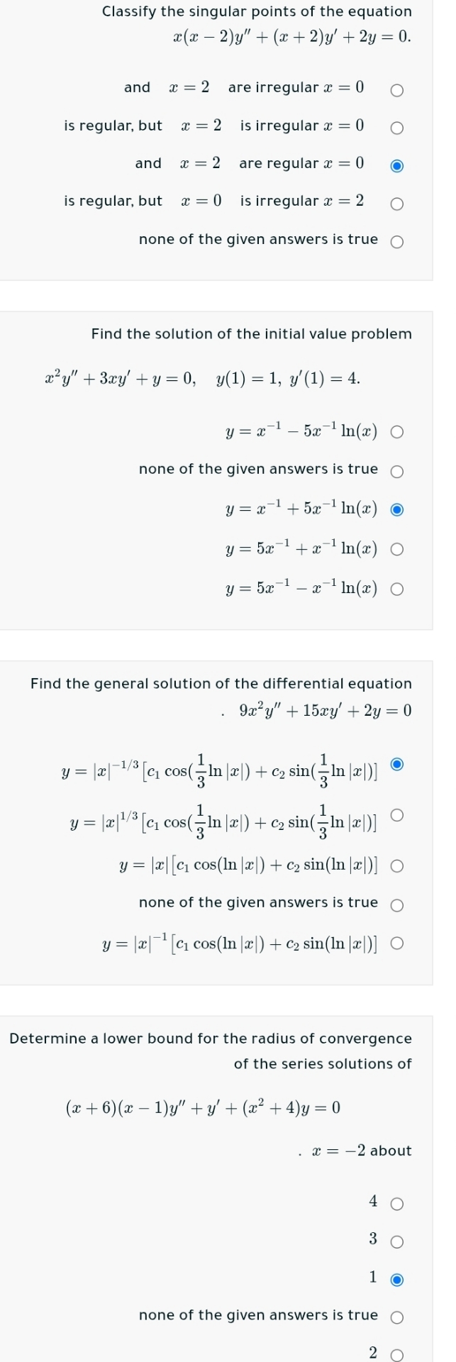 Classify the singular points of the equation x (
