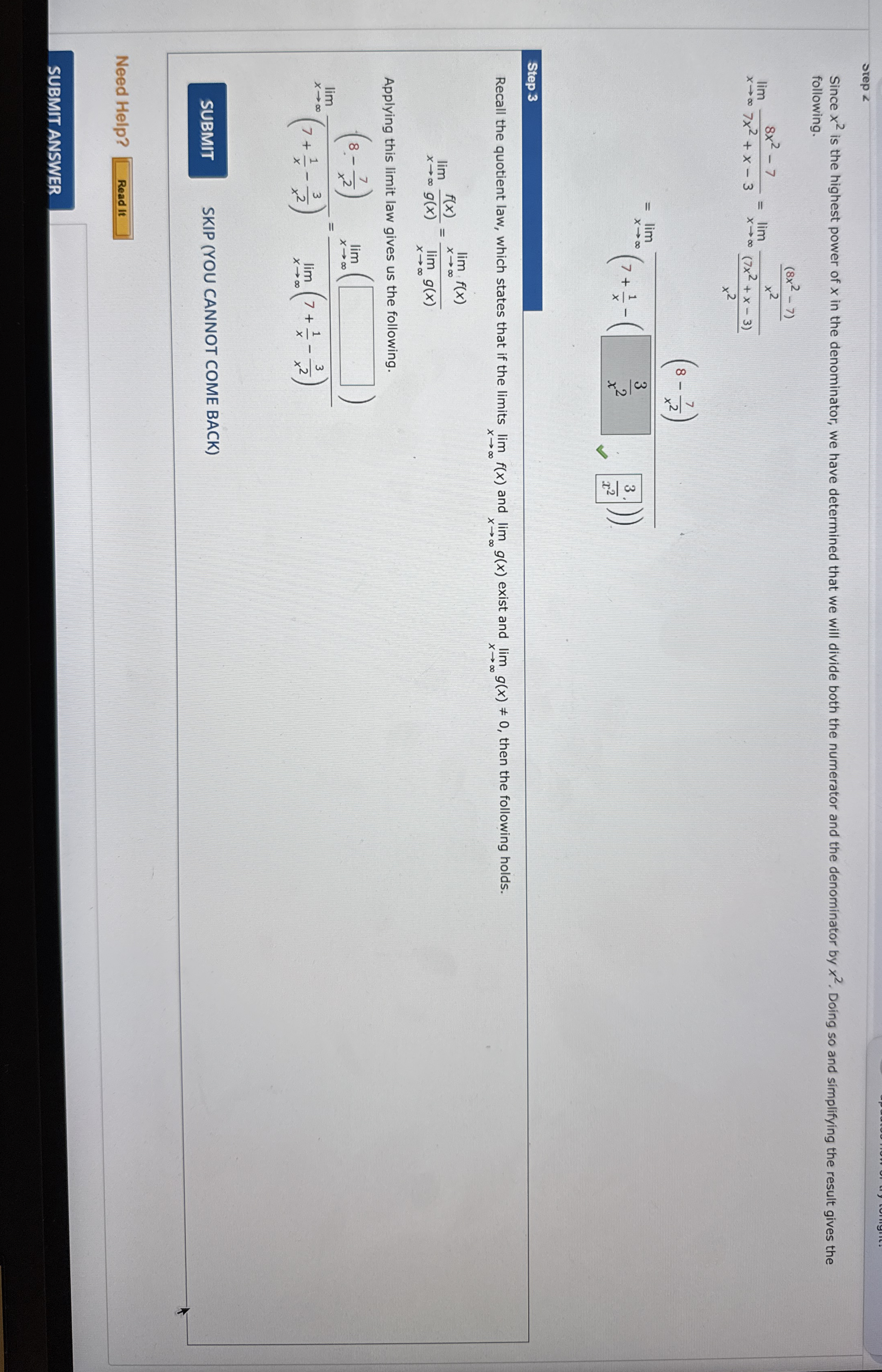 step < Since x 2 is the highest power of x in the