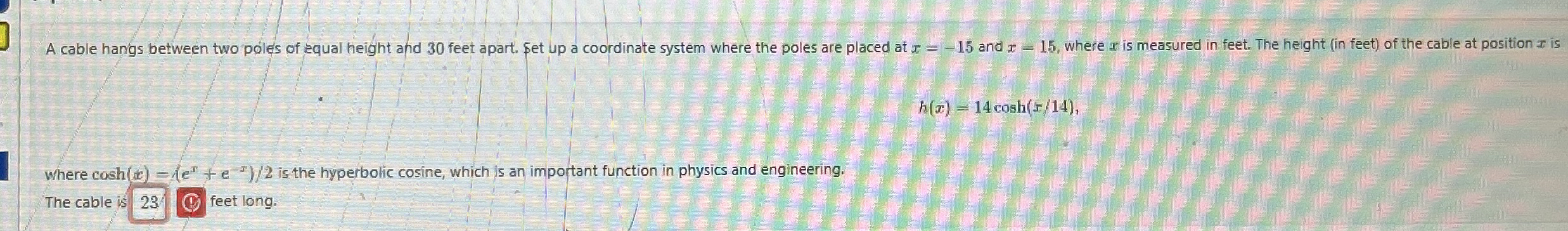 h ( x ) = 1 4 c o s h ( x 1 4 ) Where c o s h ( x