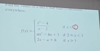 Find the values of a and ob that thake /