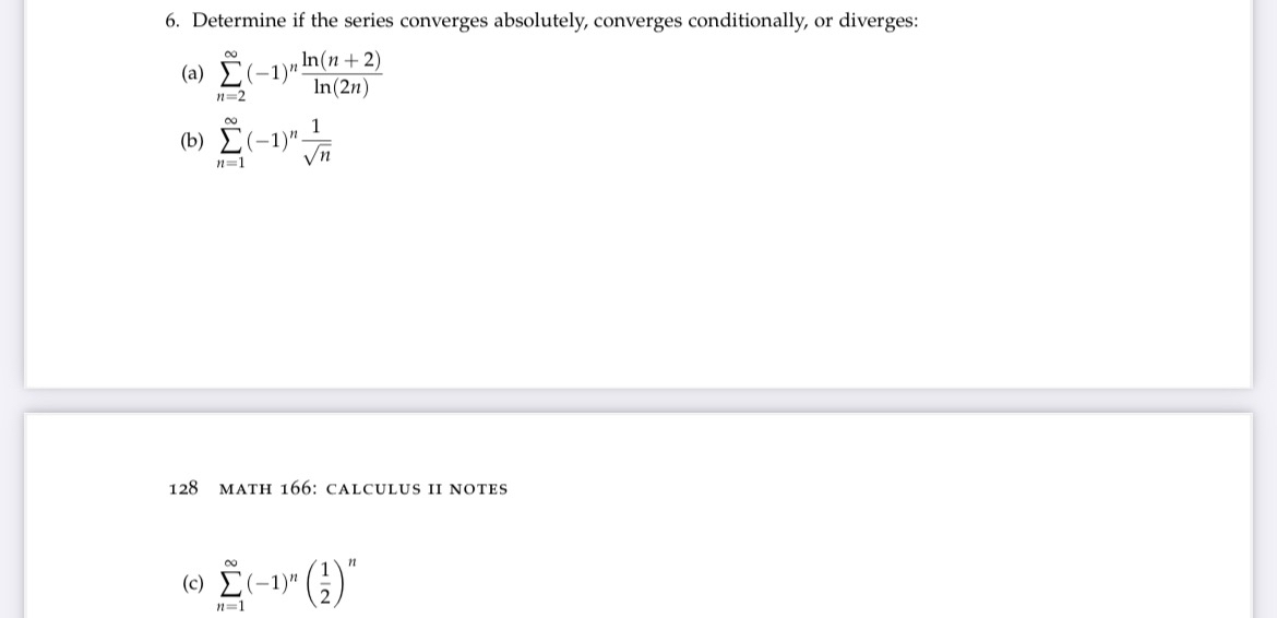 Determine if the series converges absolutely ,