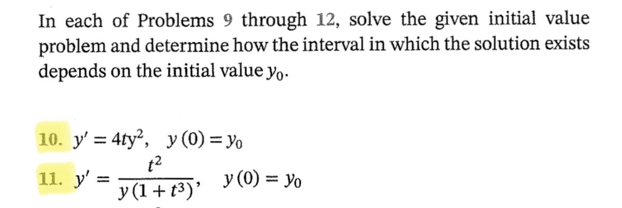 In each of Problems 9 through 1 2 , solve the