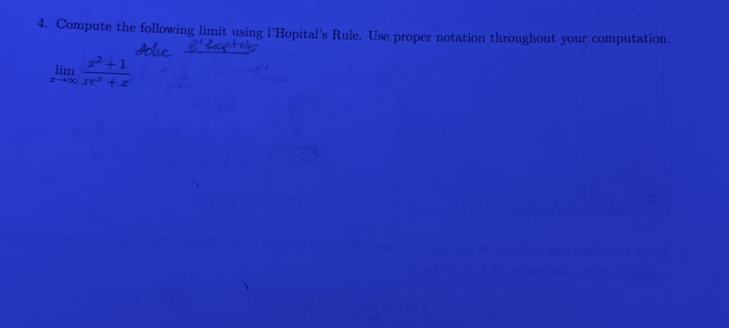 Compute the following limit using l'Hopital's