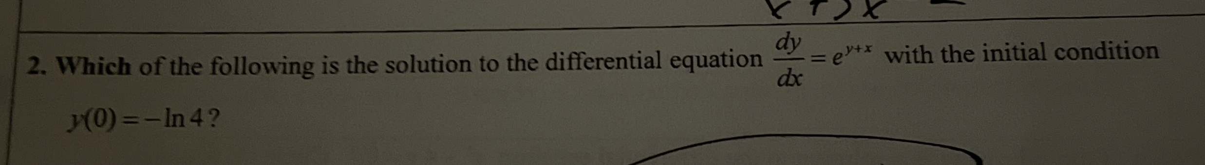 Which of the following is the solution to the