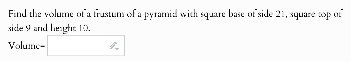 Find the volume of a frustum of a pyramid with