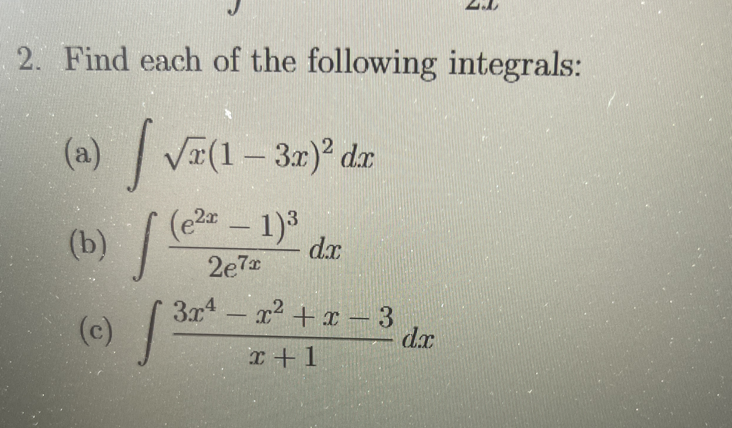 Please solve and give workings for each, will