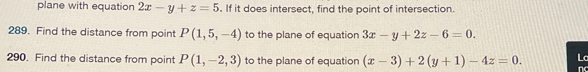 2 8 9 . Find the distance from point P ( 1 , 5 ,