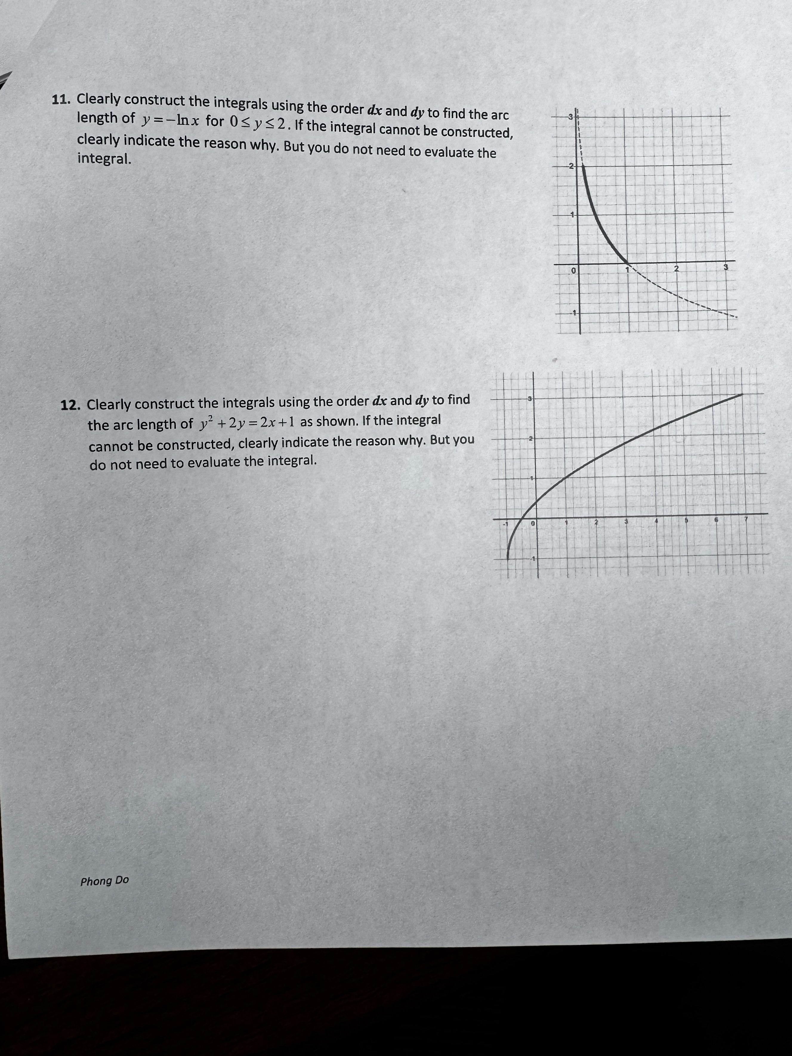 Clearly construct the integrals using the order d