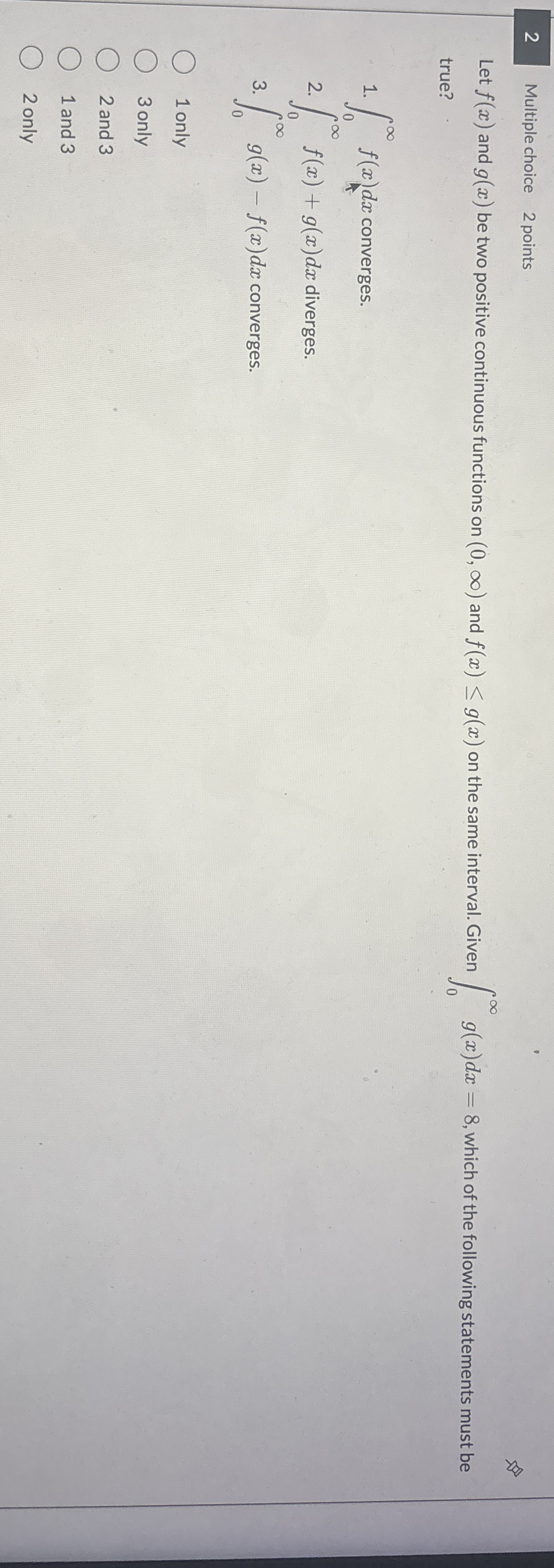 2 Multiple choice 2 points Let f ( x ) and g ( x