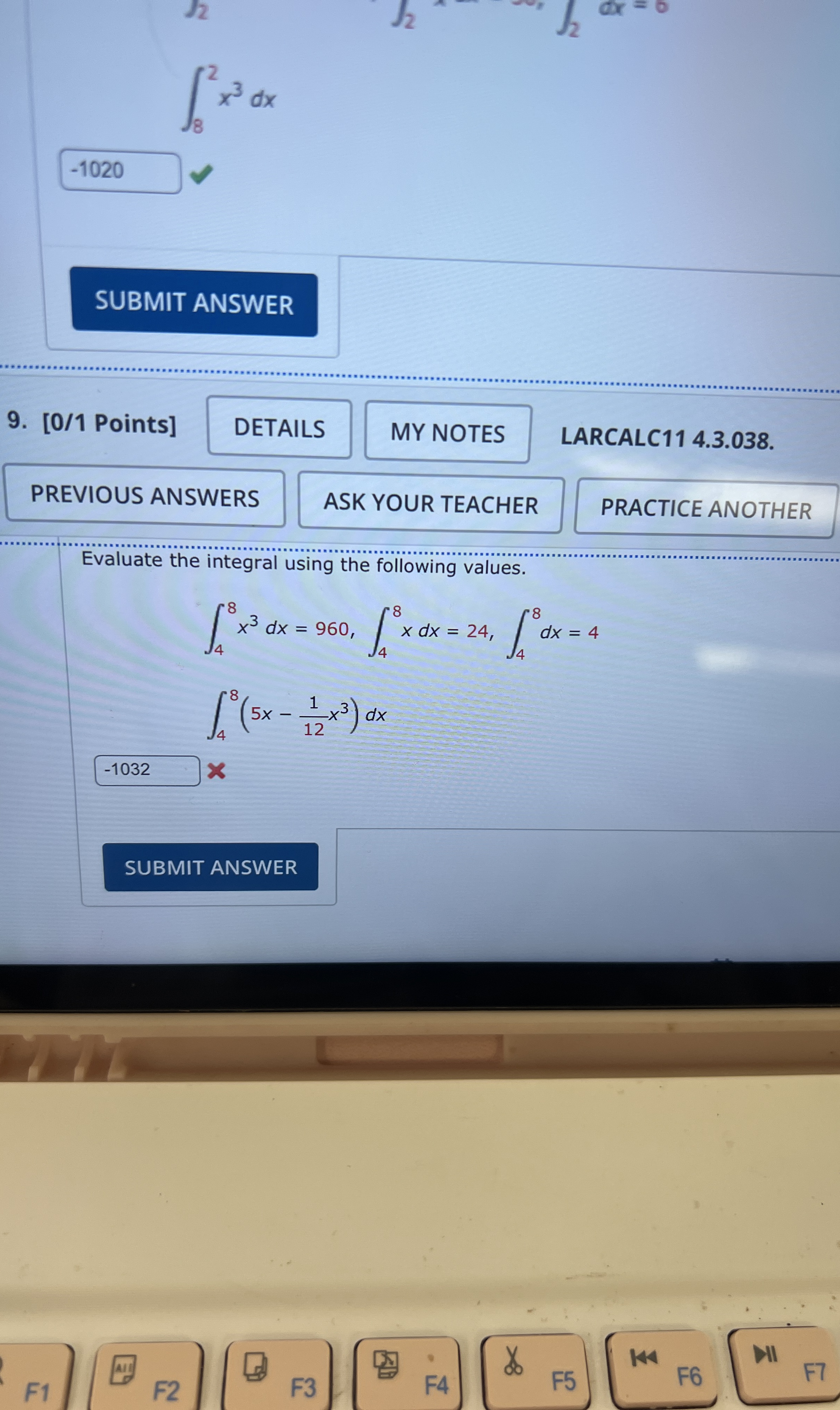 8 2 x 3 d x [ 0 / 1 Points ] LARCALC 1 1 4 . 3 .