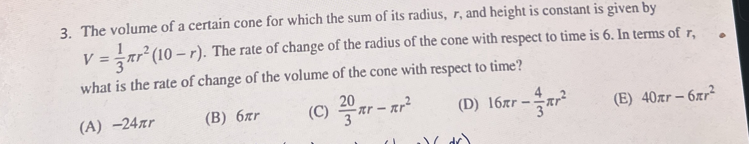 The volume of a certain cone for which the sum of
