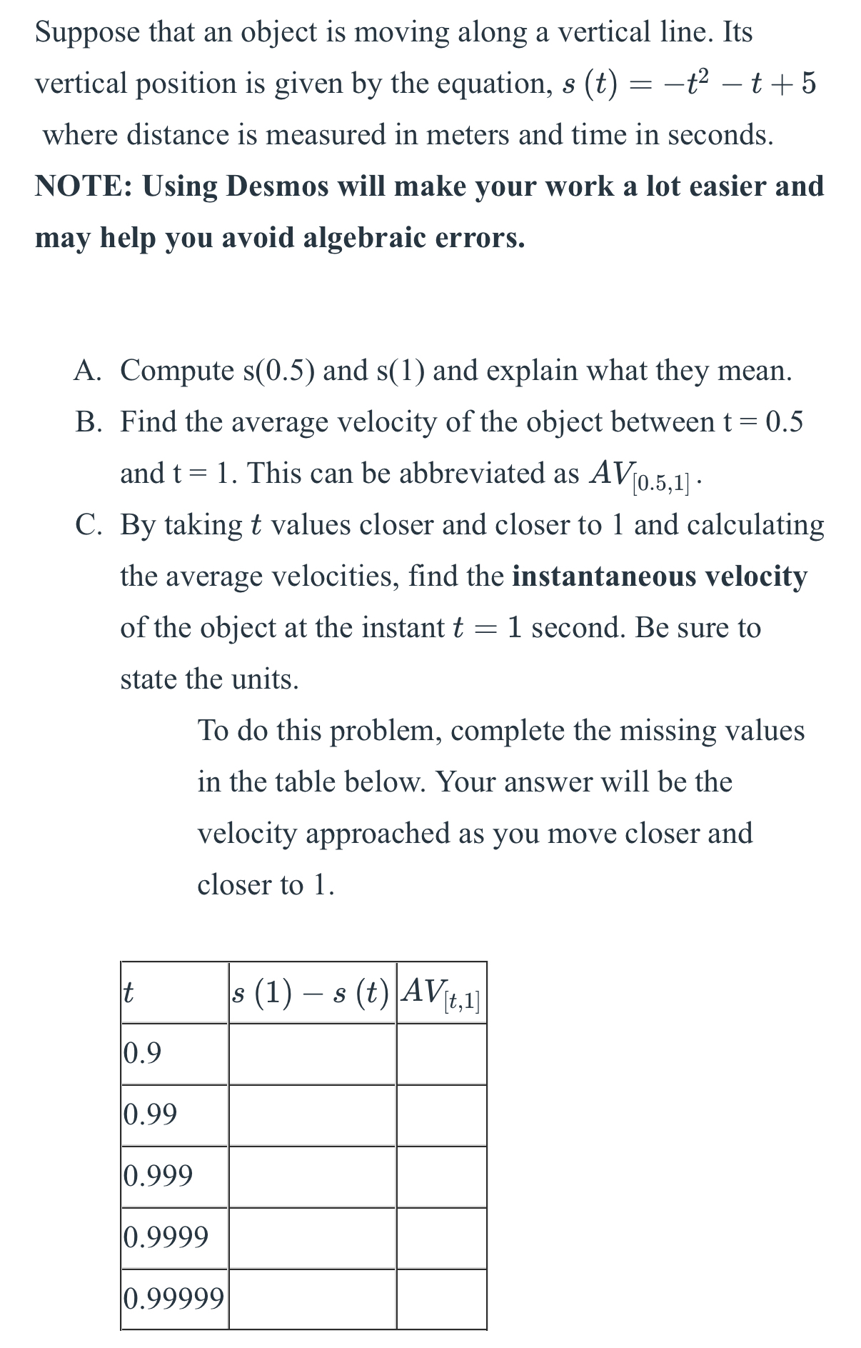 Suppose that an object is moving along a vertical