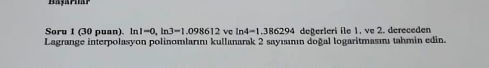 . l n 1 = 0 , l n 3 - 1 . 0 9 8 6 1 2 vo l n 4 -
