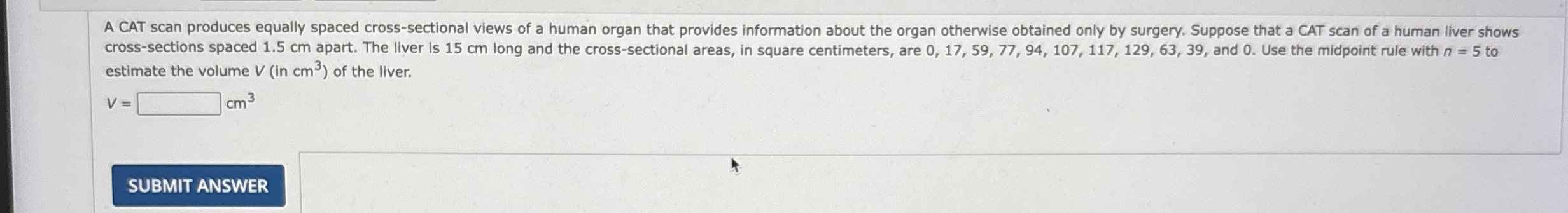 cross - sections spaced 1 . 5 cm apart. The liver