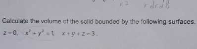 Calculate the volume of the solid bounded by the