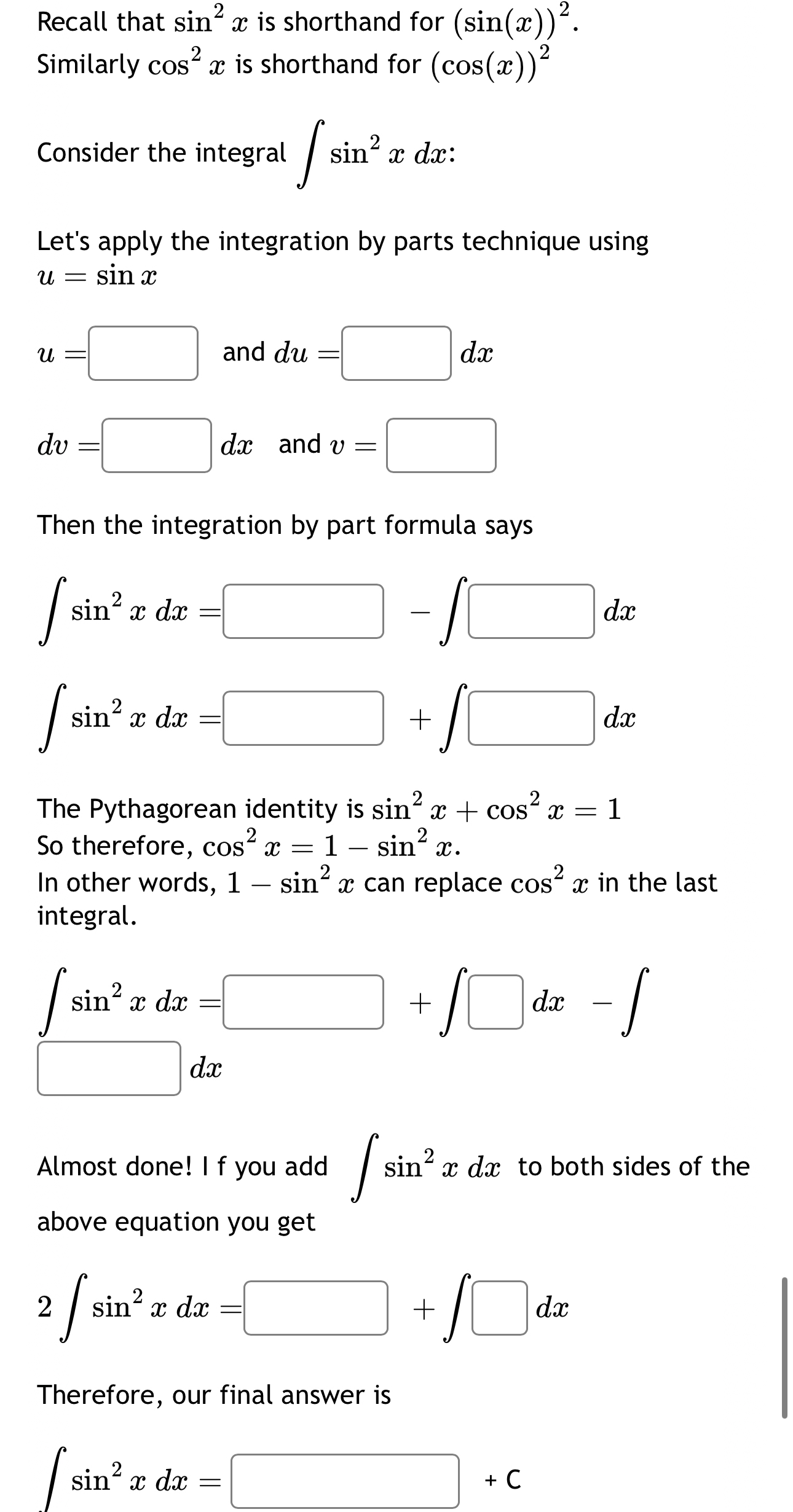 Recall that s i n 2 x is shorthand for ( s i n (