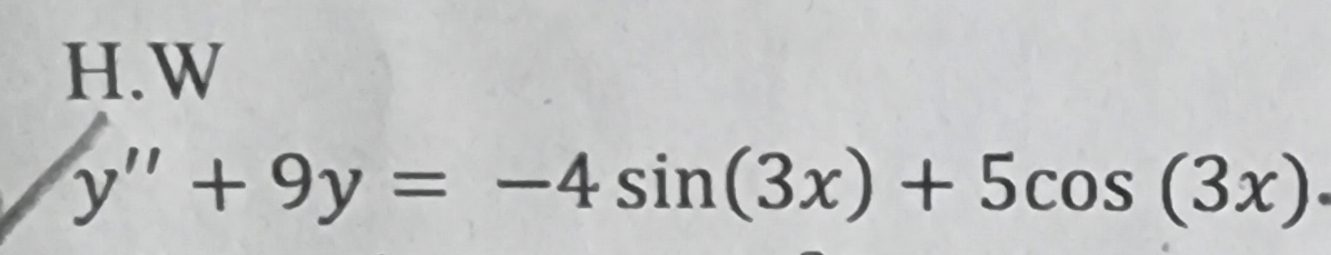 By U . C solve this differential equation y ' ' +