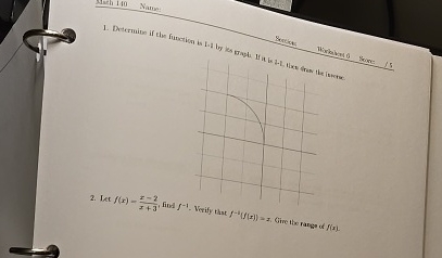 1 . Determine if the function is 1 - 1 by its