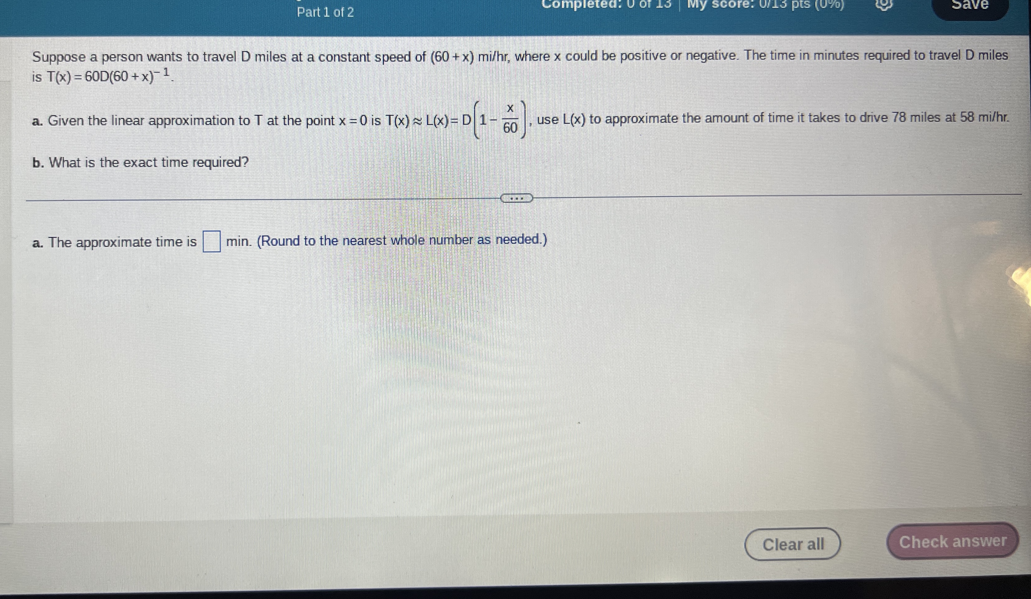 Part 1 of 2 Suppose a person wants to travel D