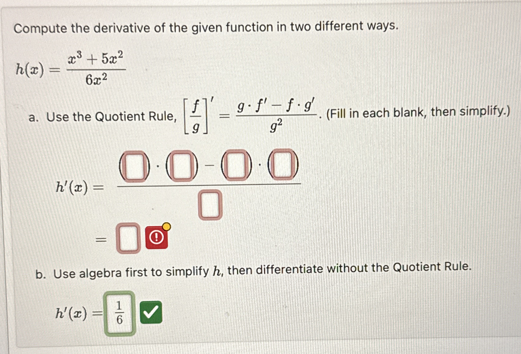 Compute the derivative of the given function in