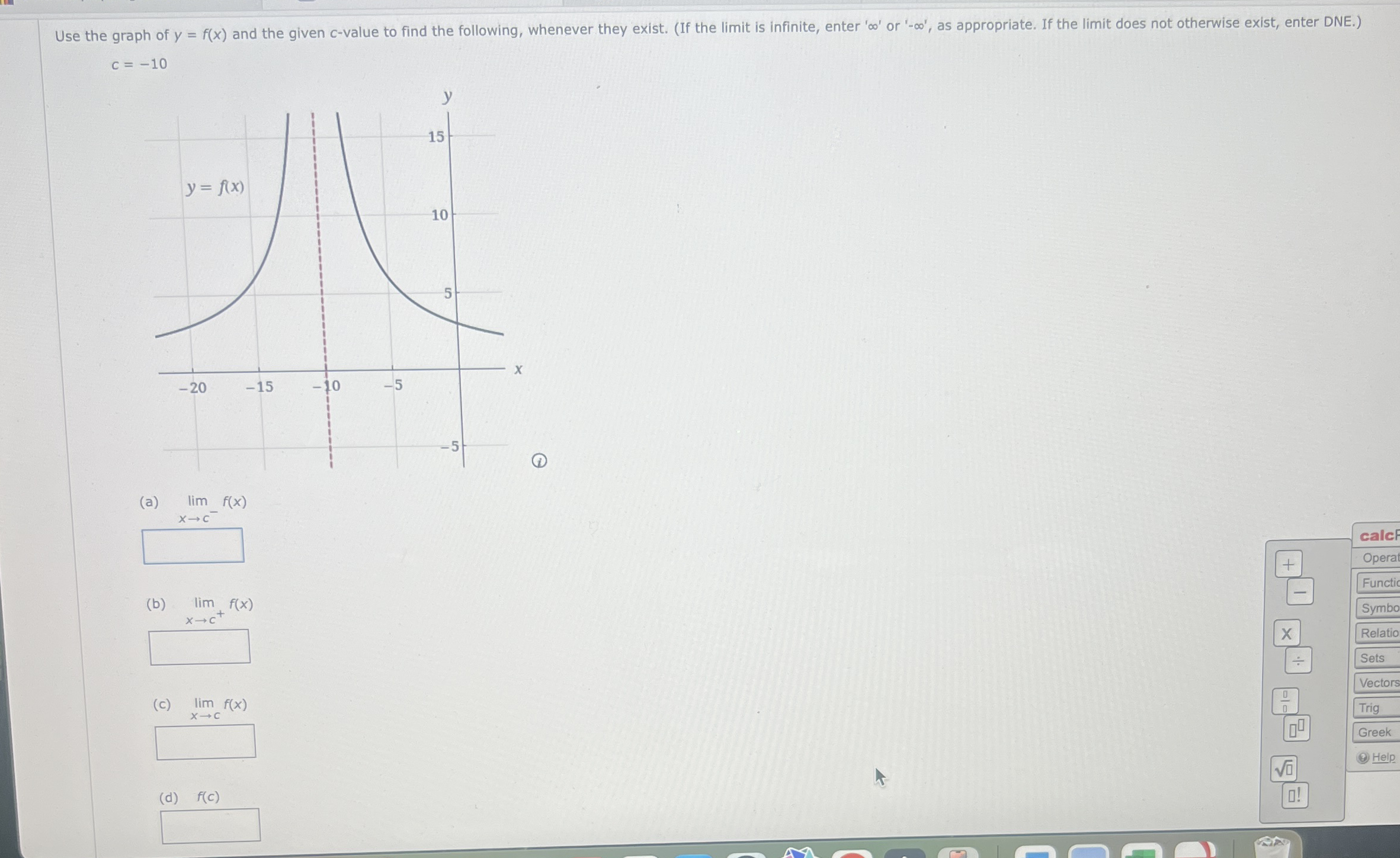 Use the graph of y = f ( x ) and the given c -