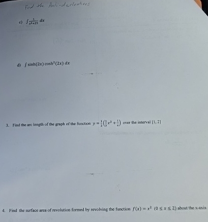 Find the Anti - devivetives c ) 1 x 2 + 2 5 d x d