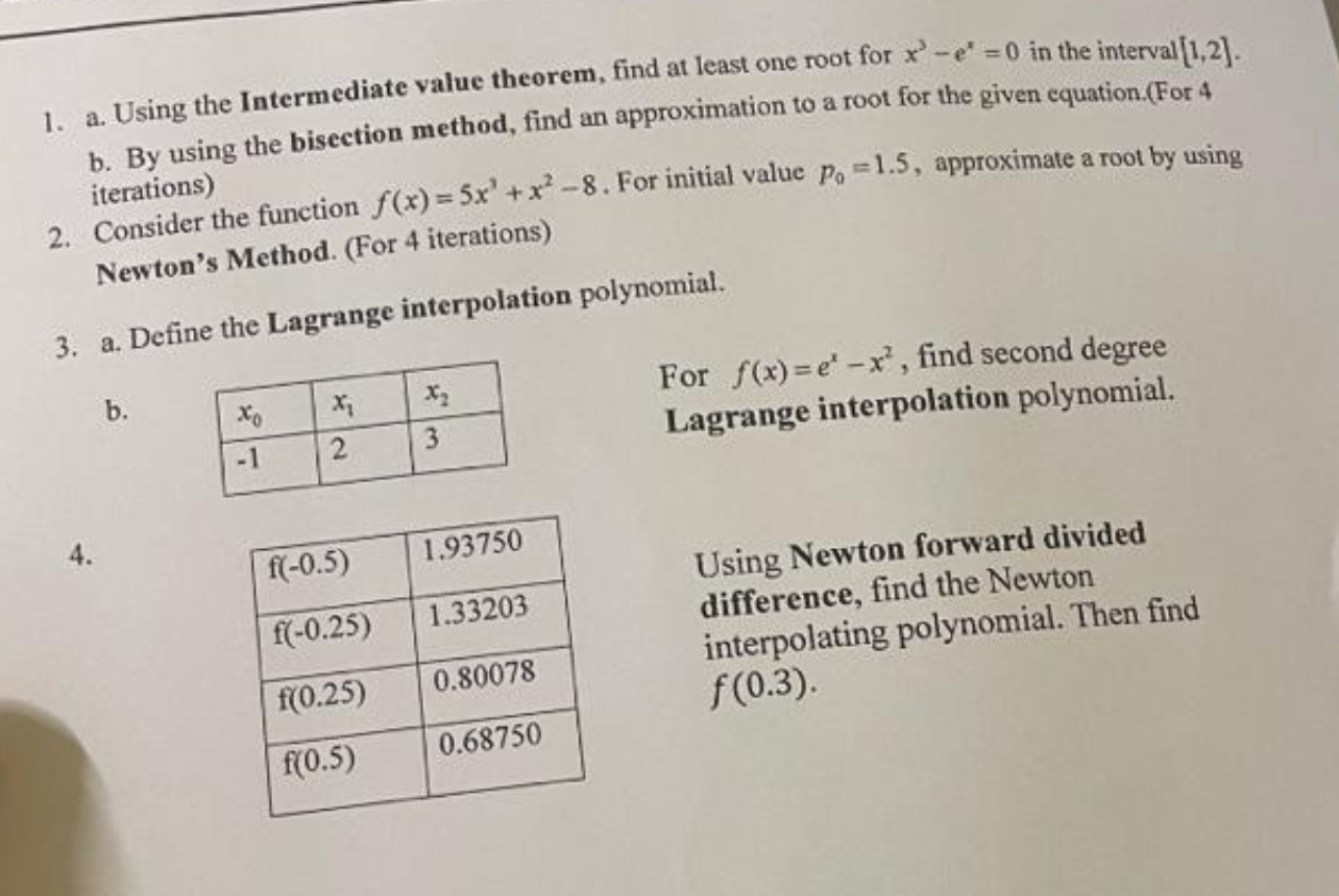 a . Using the Intermediate value theorem, find at