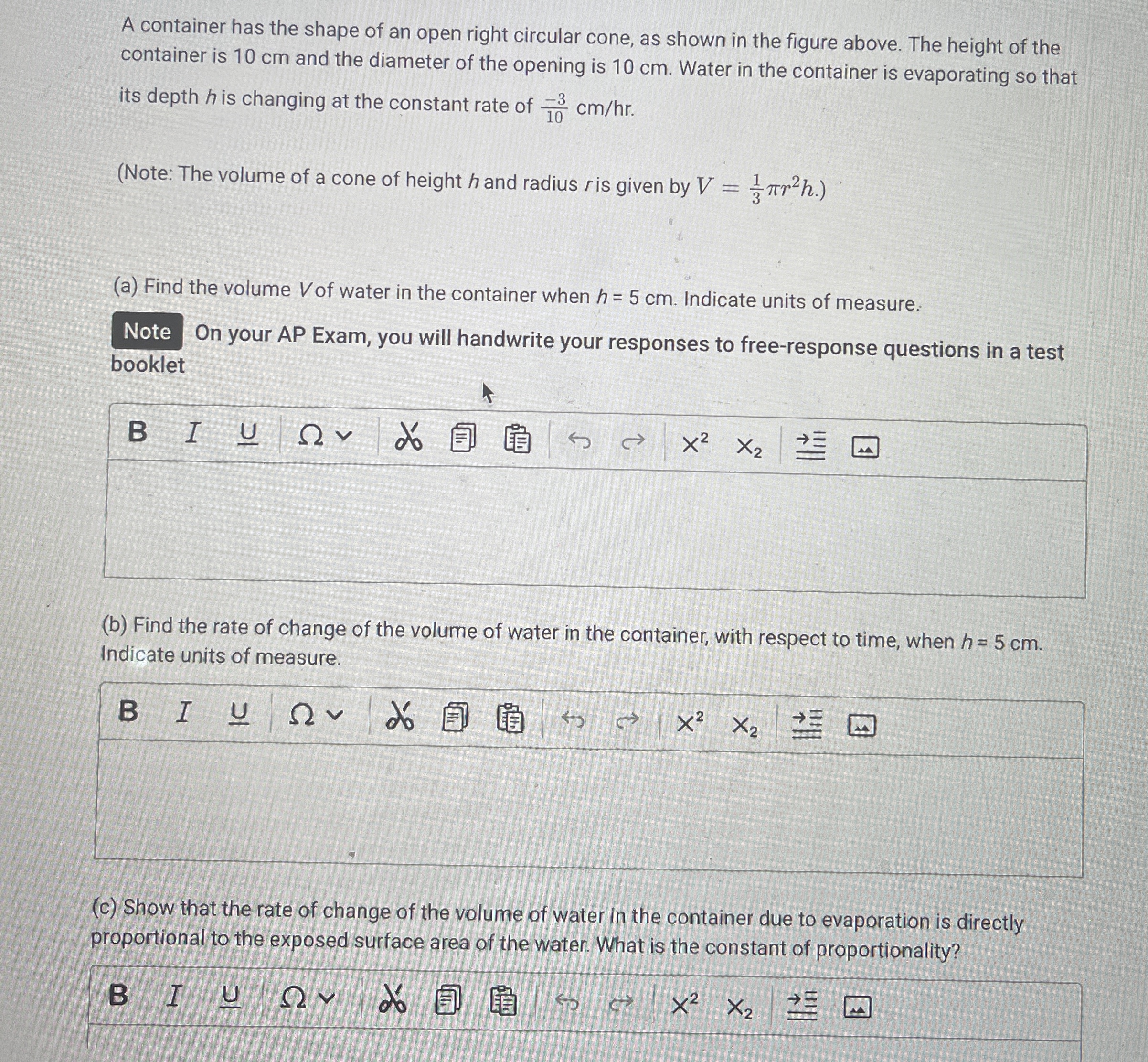 A container has the shape of an open right