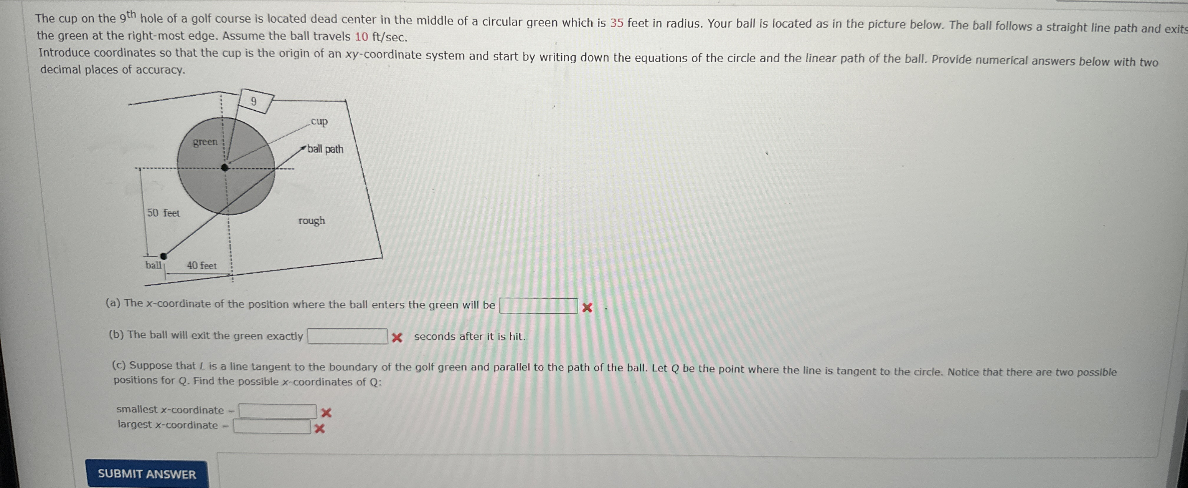 the green at the right - most edge. Assume the