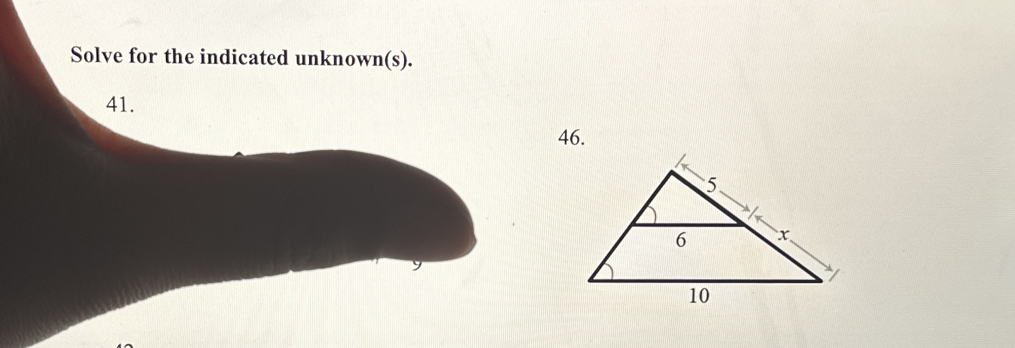 Solve for the indicated unknown ( s ) . 4 6 .