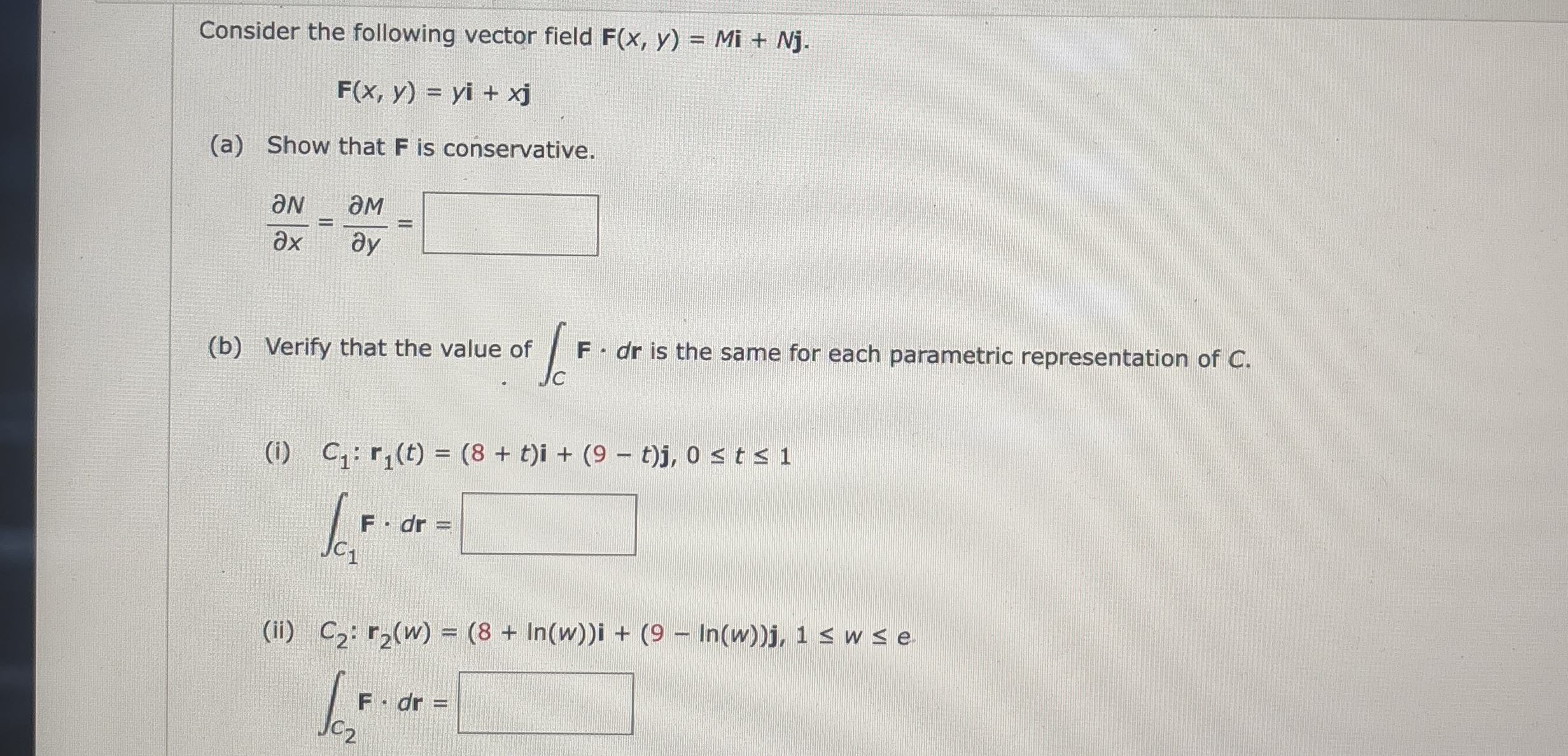 Consider the following vector field F ( x , y ) =