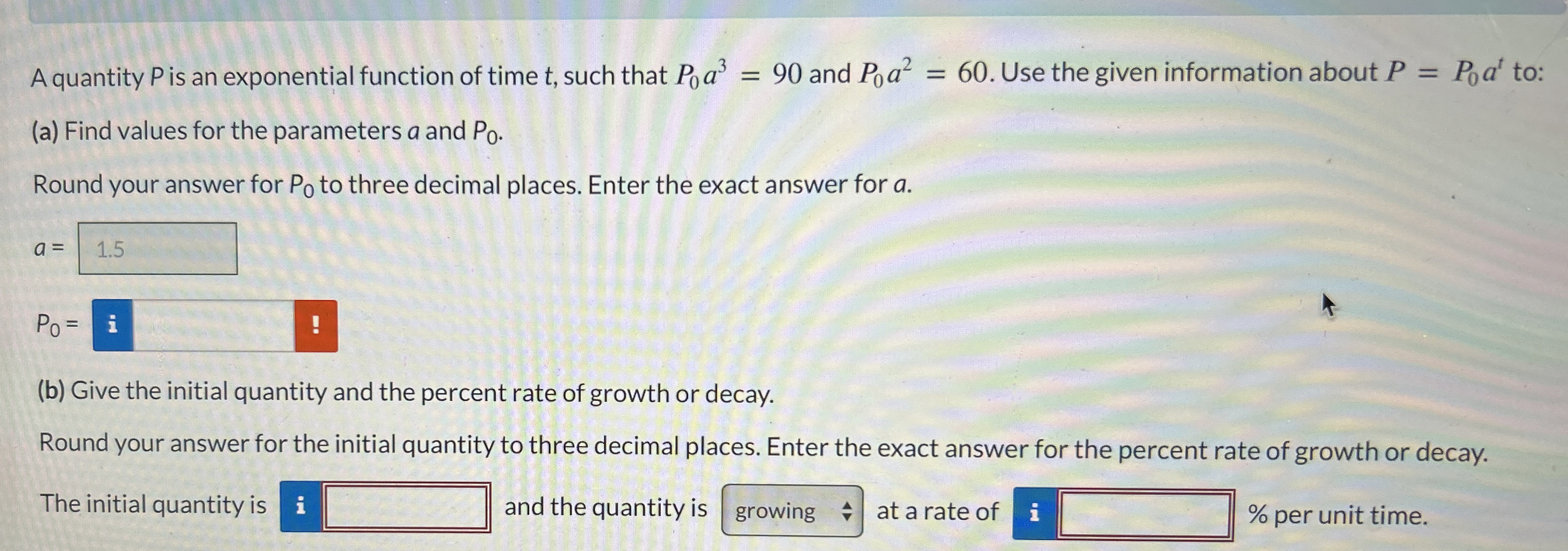 A quantity P is an exponential function of time t