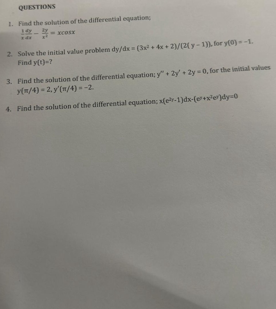 QUESTIONS 1 - Find the solution of the
