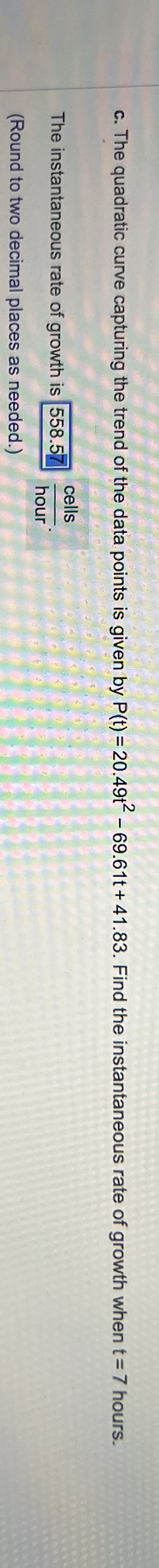 he quadratic curve capturing the trend of the