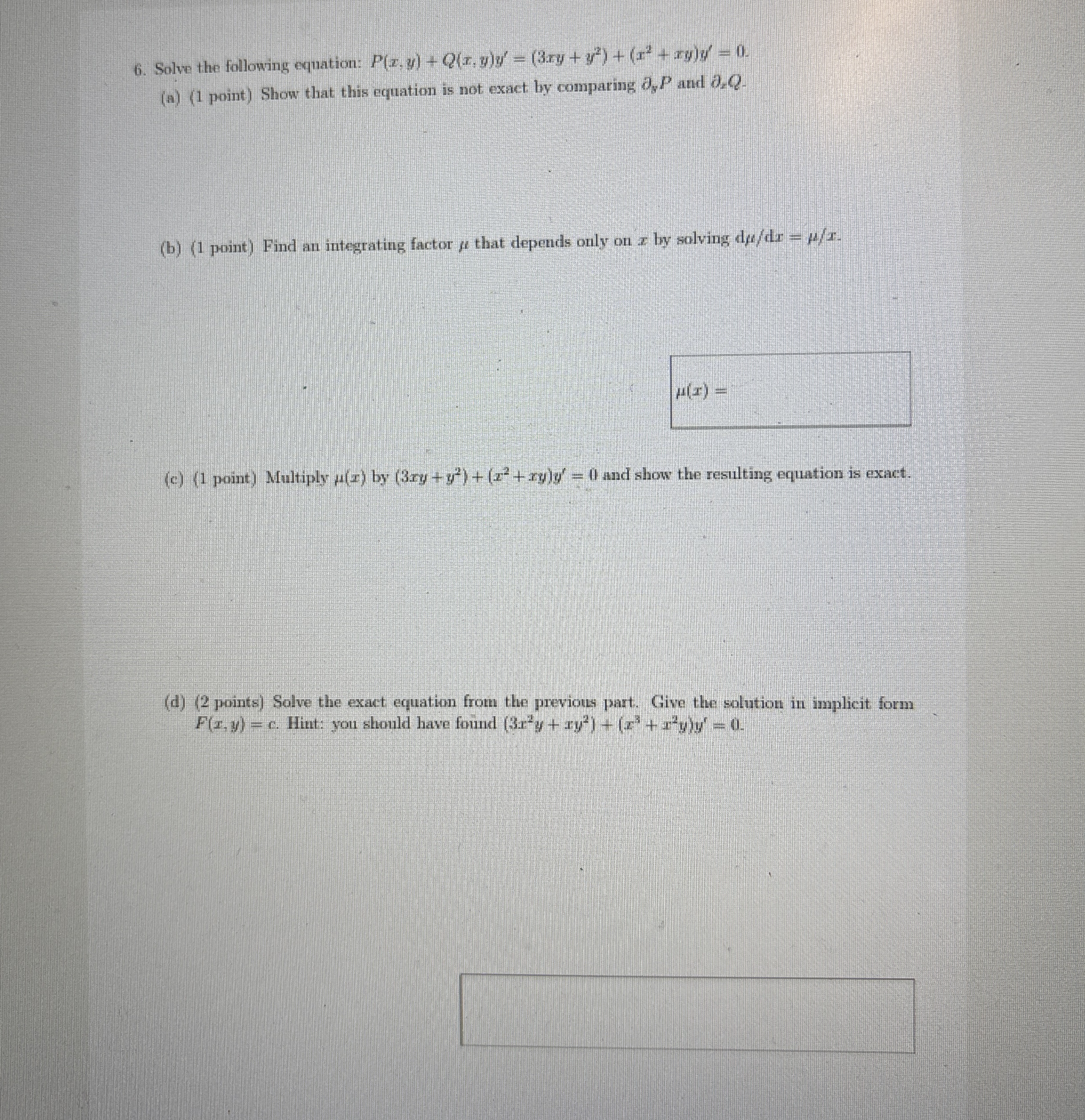 Solve the following equation: P ( x , y ) + Q ( x