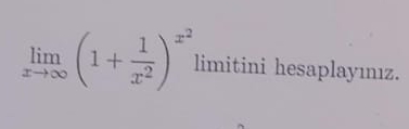 lim x ( 1 + 1 x 2 ) x 2 limitini hesaplay m z .