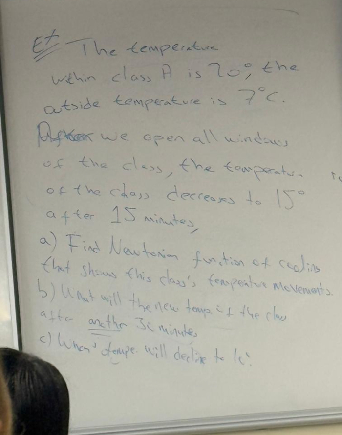 The temperature within class A is 2 0 C , the