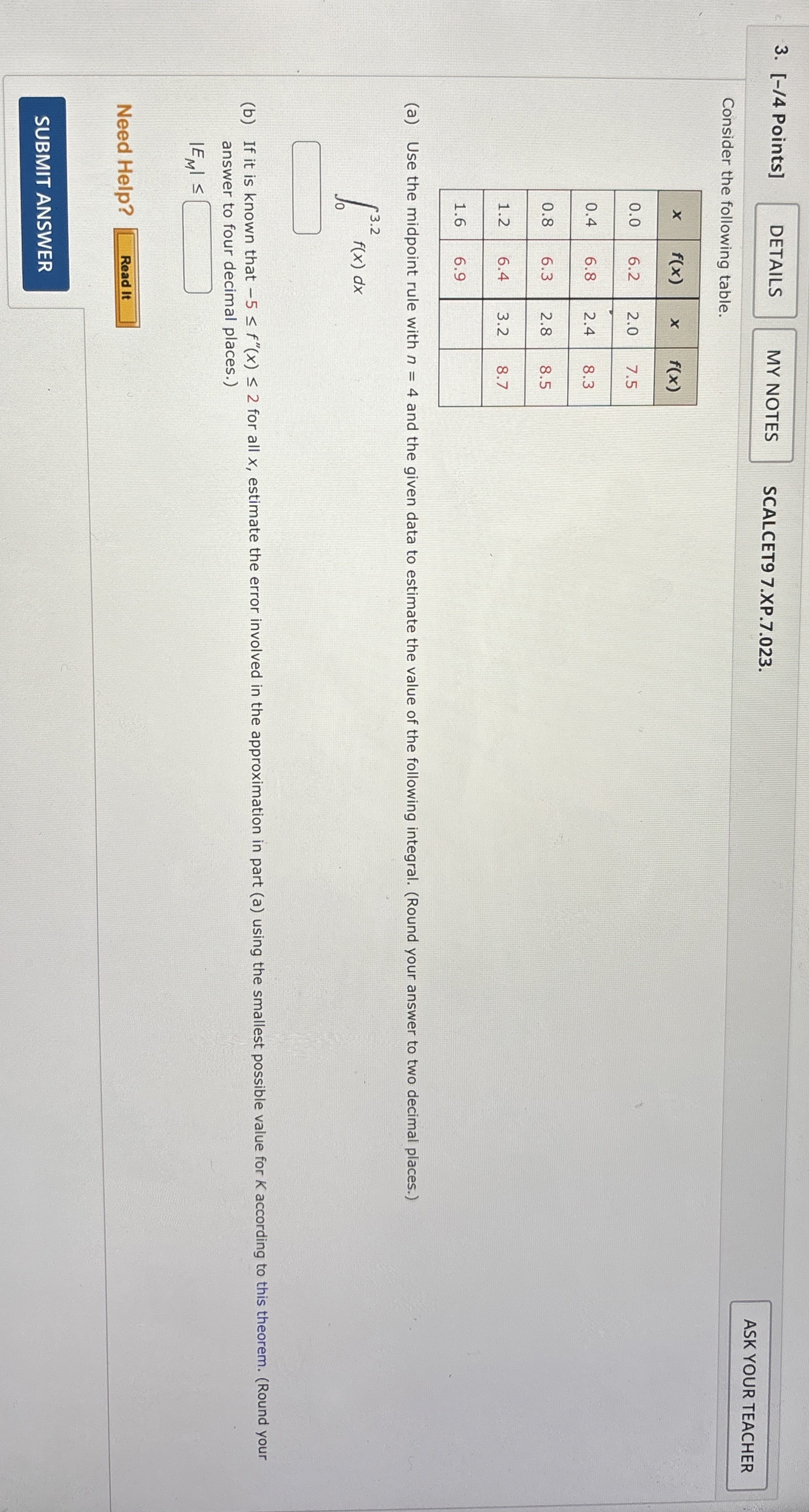 [ - / 4 Points ] SCALCET 9 7 . XP . 7 . 0 2 3 .