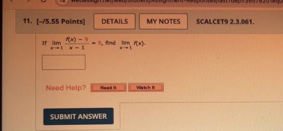 [ - / 5 . 5 5 Points ] SCALCET 9 2 . 3 . 0 6 1 .