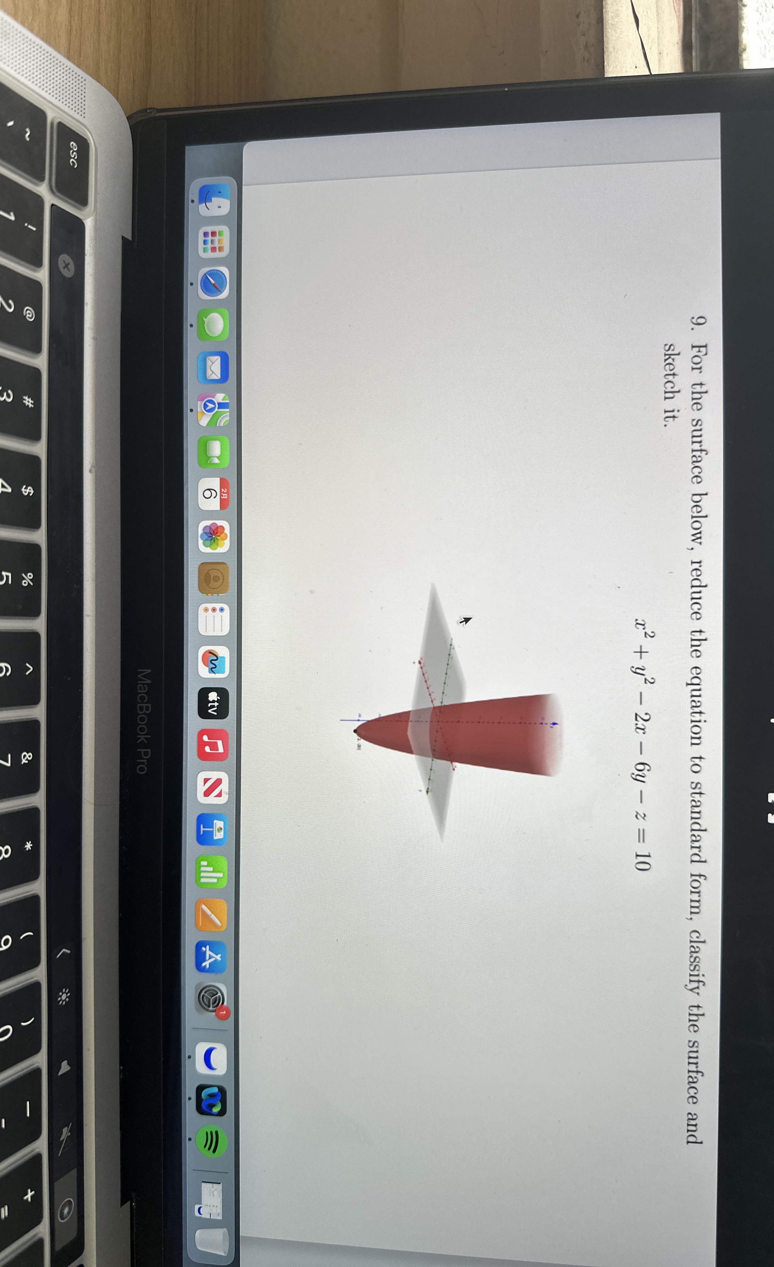 For the surface below, reduce the equation to