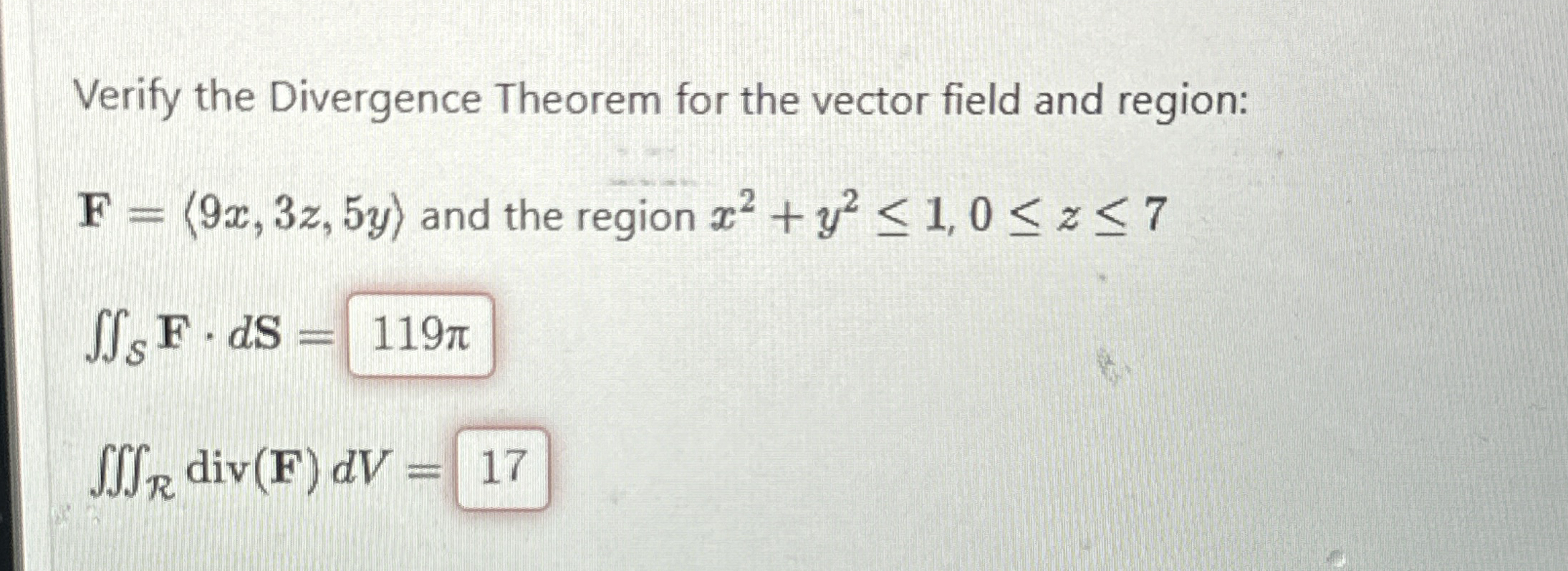 Verify the Divergence Theorem for the vector
