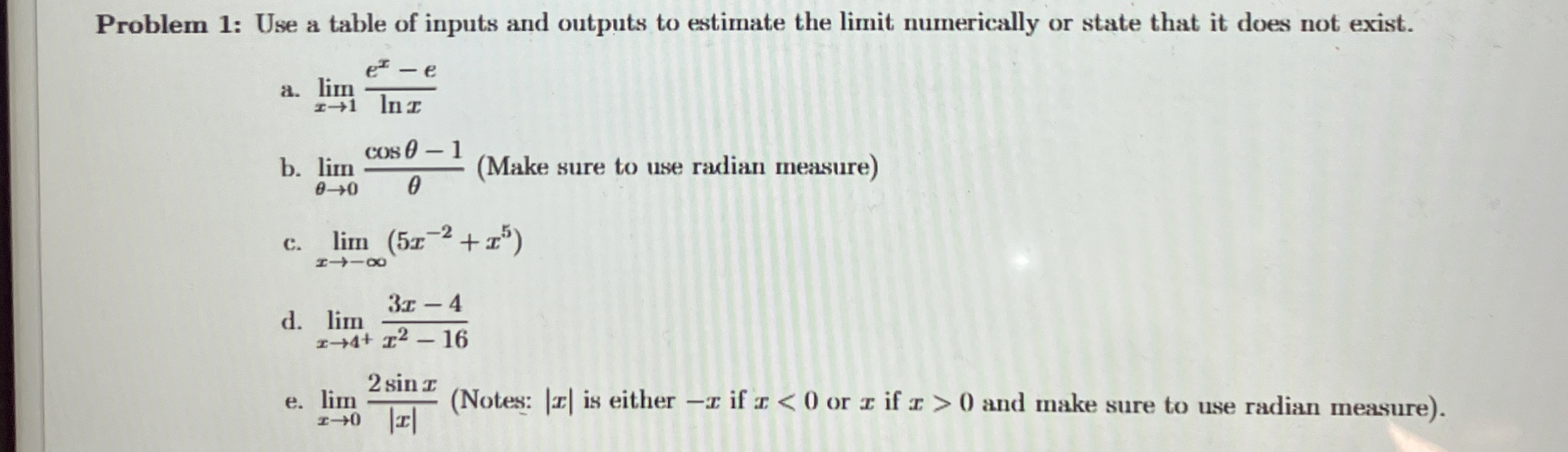 Problem 1 : Use a table of inputs and outputs to