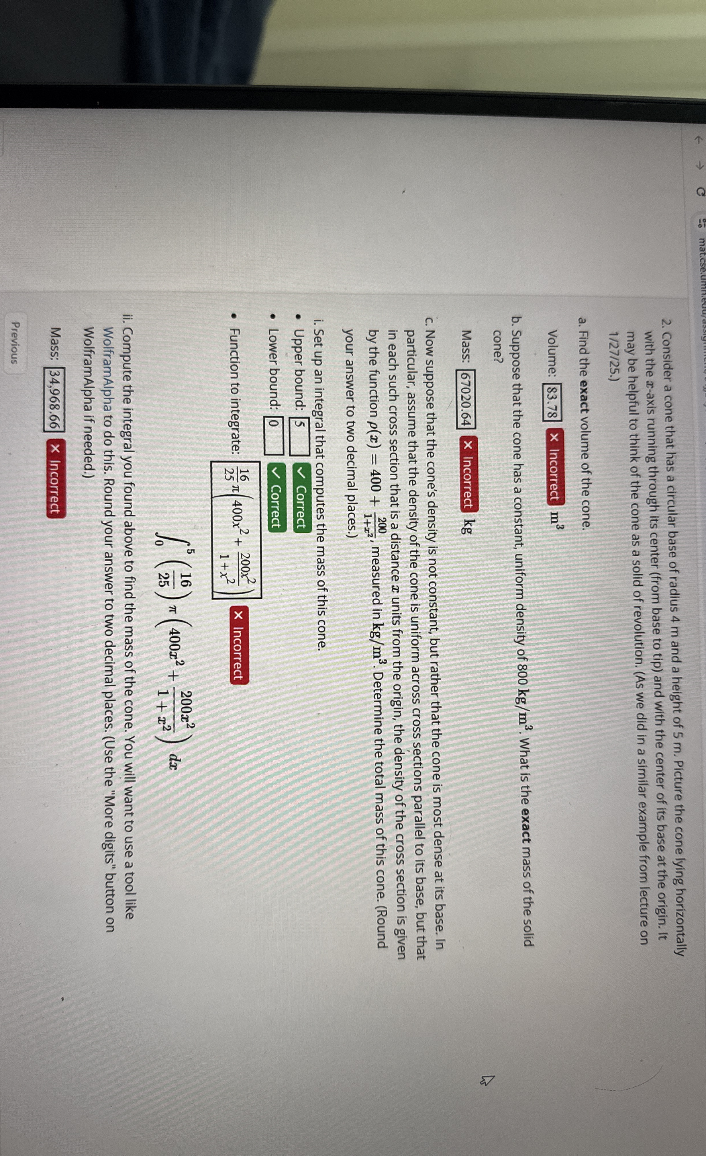 Consider a cone that has a circular base of