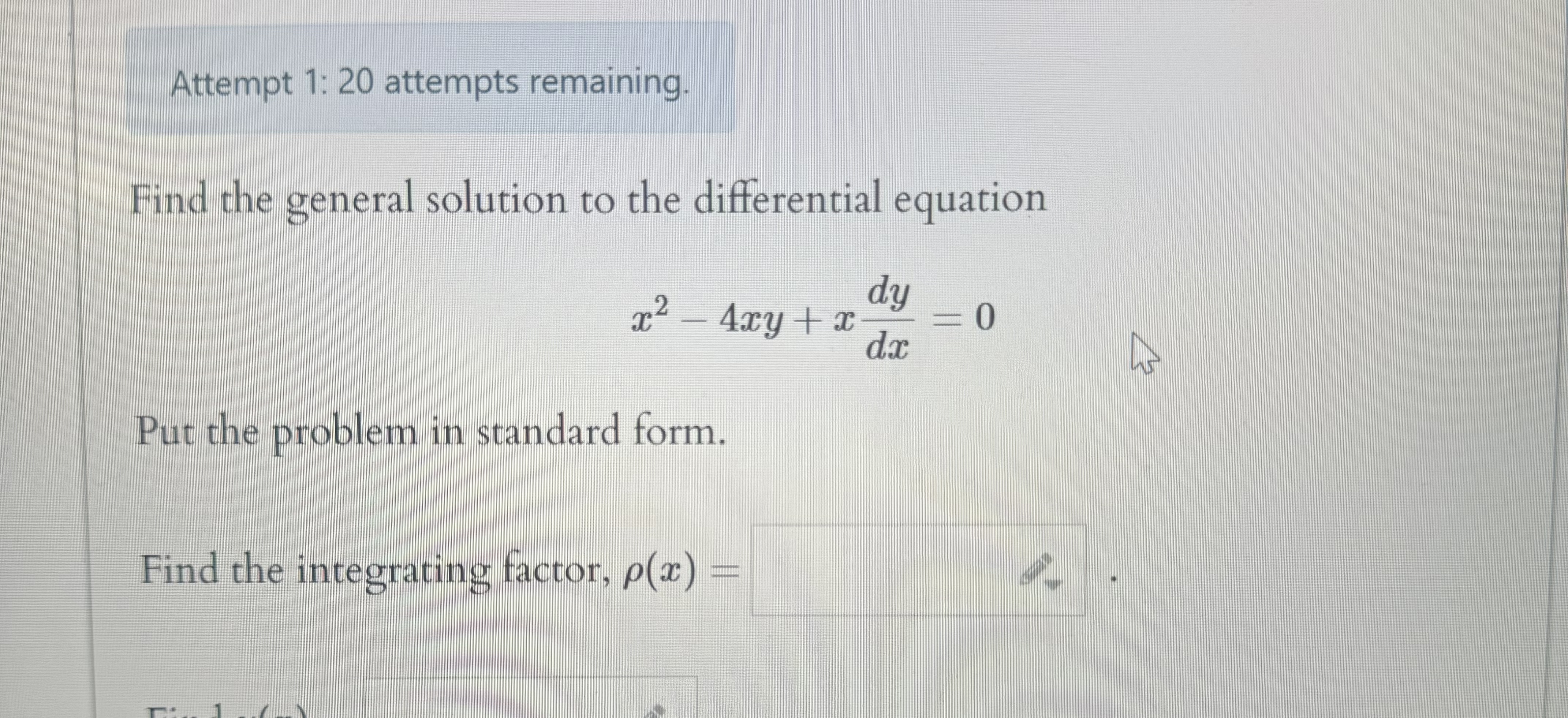 Attempt 1 : 2 0 attempts remaining. Find the